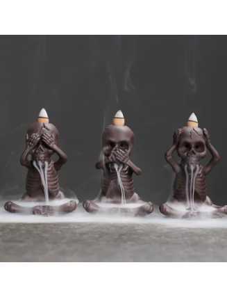 Mocoer Little Skull Ghost Purple Clay Backflow Smoke Fountain Peace Incense Burner Decoration
