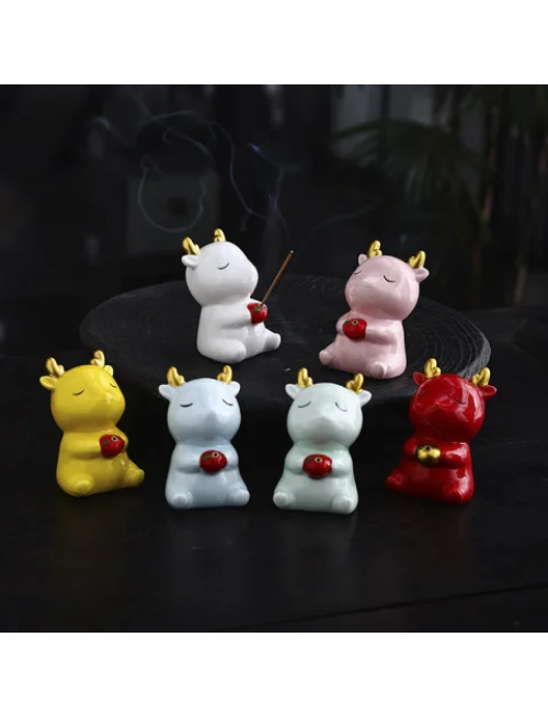 Mocoer Cute Deer Holder Healing Ceramic Incense Burner Desk Decoration