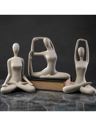 Mocoer Abstract Yoga Meditating Exercise Resin Spiritual Figurine Sculpture Desk Decoration