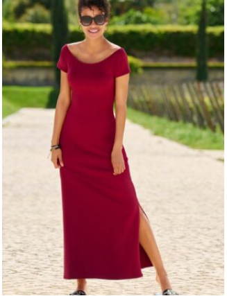 Off The Shoulder Short Sleeve Maxi Dress Rio Red