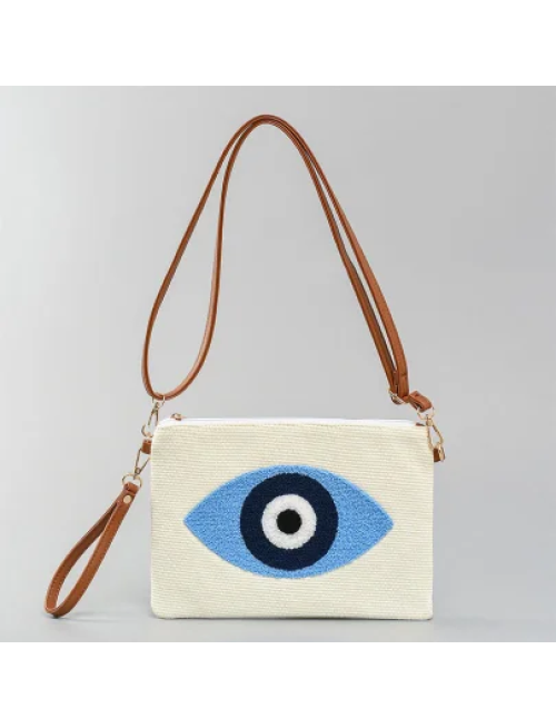 Mocoer Evil Eye Leaf Hamsa Canvas Crossbody Bag Shoulder Bag Handbag