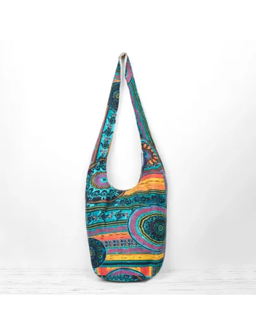 Mocoer Blue Flower Pattern Cotton Crossbody Bag Shoulder Bag