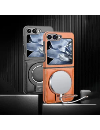 New Arrival – Luxury Leather Invisible MagSafe Stand Protective Shell for Z Flip6/5/4/3