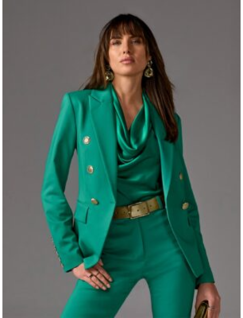 Modern Double-Breasted Blazer Parakeet