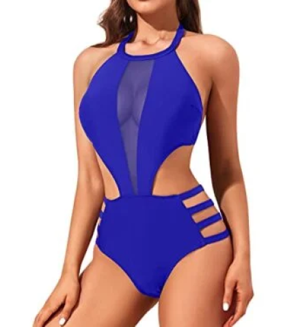 Slimming Attractive Flirty One Piece Monokini Swimwear-Royal Blue