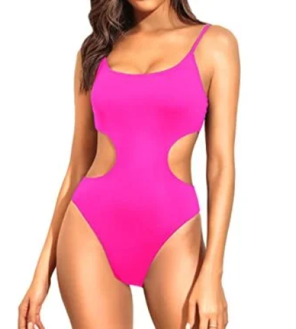 Stylish Scoop Neck Monokini Women’s Cutout High Cut One Piece Swimsuit
