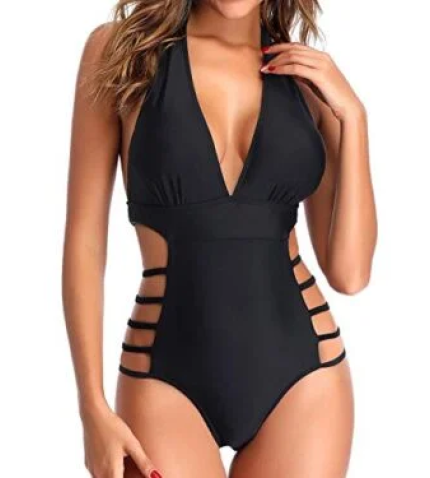 Cutout Monokini Sexy One Piece Swimsuits-Black